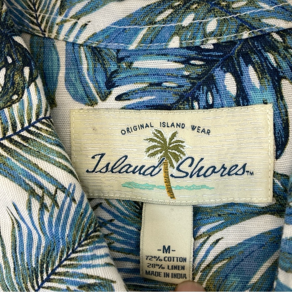 Island Shores Tropical Leaf Print Men's Shirt Size M - Picture 11 of 16